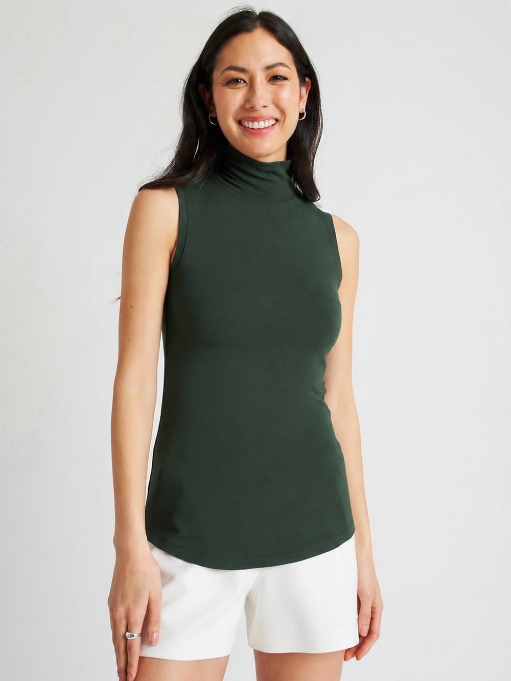Kit & Ace | Kit Sleeveless Turtleneck Tank Top Dark Forest Green Size Small